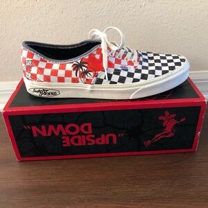 Vans Authentic Stranger Things Red/Black Checkerboard Sneakers Surfer Boy Pizza
